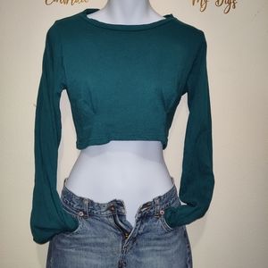 Forever 21 Turquoise Bell Sleeve Crop